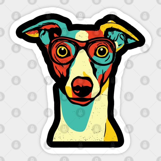 Whimsical Dog in Glasses – Retro Color Pop Pup Art Sticker by TuncGK